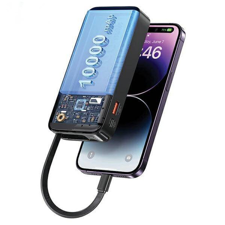 USAMS Powerbank with retractable cable Retractable Lightning 10000 mAh PD 20W Fast Charge XY Series purple/purple 10KCD22503 (US-CD225)