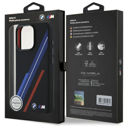 Original Handyhülle IPHONE 16 PRO MAX BMW Hardcase Silicone Random Lines MagSafe (BMHMP16X23SSPK) schwarz