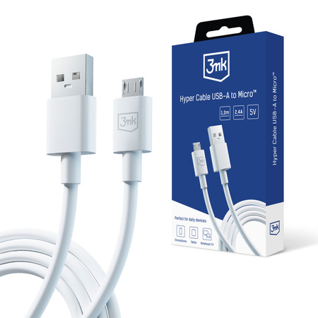 3MK KABEL HYPER USB/MICRO 1,2m 2,4A biały
