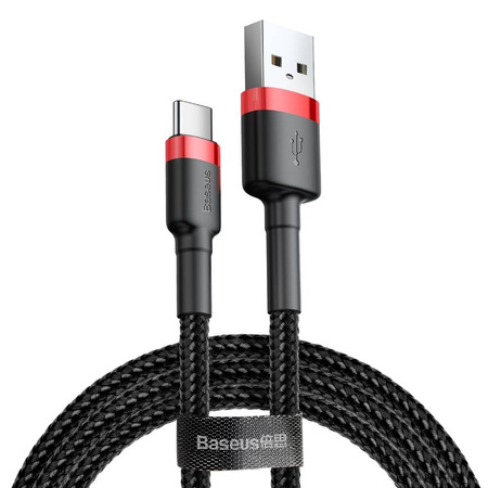 Baseus Cafule Cable - Kabel do ładowania i transmisji danych USB do USB-C 3 A, 1 m (czerwony/czarny)