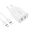 Ładowarka Sieciowa PD 20W 2x USB-C + Kabel USB-C - USB-C Tech-Protect C20W biała
