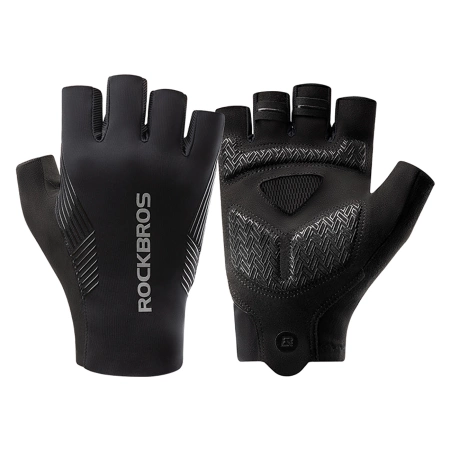 Rockbros Fahrradhandschuhe Frühling/Sommer/Herbst, kurze Finger, Größe: XL - Schwarz
