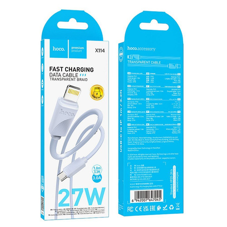 HOCO kabel Typ C do Lightning PD 27W X114 1 m niebieski