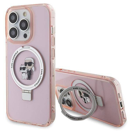 Karl Lagerfeld KLHMP15LHMRSKCP iPhone 15 Pro 6,1&quot; rosa/rosa Hardcase Ringständer Karl&amp;Choupette MagSafe