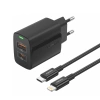 FONENG Netz-Ladegerät EU66 PD 20W 1xUSB-C + 1xUSB QC3.0 + Kabel USB-C - Lightning schwarz