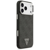 Guess Nakładka Magsafe 4G PU Leather Case With Triangle Logo And Silver Metal Camera Frame Do iPhone 17 Pro Max Czarna