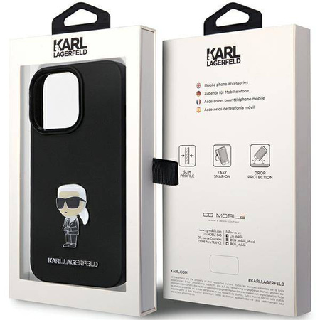 Karl Lagerfeld nakładka do iPhone 14 Pro 6,1" KLHCP14LSMHKNPK czarna HC Silicone Ikonik Metal Pin