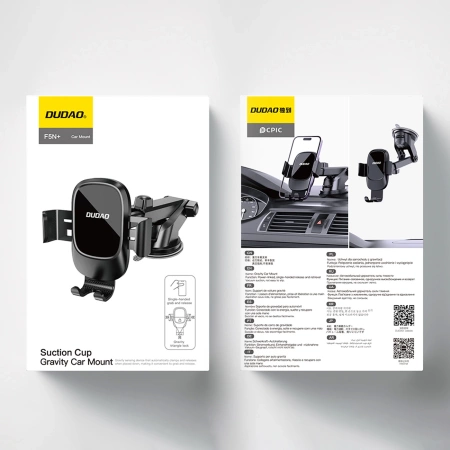 Uchwyt na smartfona Dudao F5N+ z przyssawką, grawitacyjny - czarny