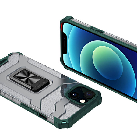 Crystal Ring Case pancerne hybrydowe etui pokrowiec + magnetyczny uchwyt iPhone 12 zielony