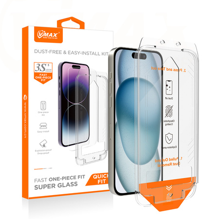 Vmax szkło hartowane easy install  2,5D Normal Glass do iPhone 15 6,1&quot;