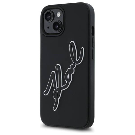 Etui Karl Lagerfeld 3D Rubber Signature na iPhone 15 - czarne