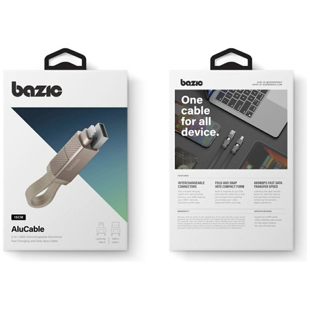 Kabel Bazic GoCharge Alucable 4w1        (USB-A/USB-C - USB-C/Lightning) 15cm 60W 3A PD Fast Charge złoty