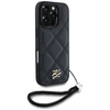 Oryginalne Etui IPHONE 16 PRO MAX Karl Lagerfeld Quilted Initial Logo & Chain Strap czarne