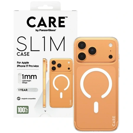 CARE by PanzerGlass SL1M MagSafe Hülle für iPhone 17 Pro Max – Transparent