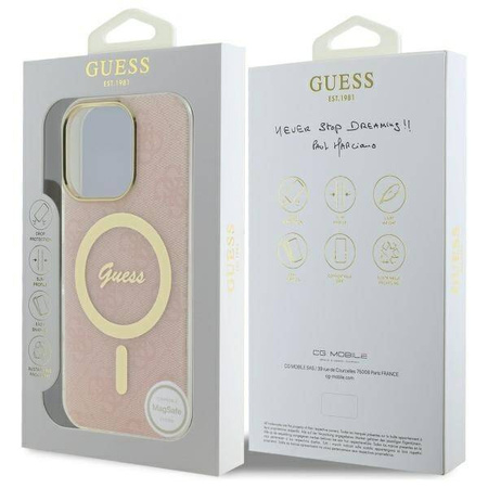 Original Case IPHONE 16 PRO MAX Guess Hardcase IML 4G MagSafe (GUHMP16XH4STP) pink