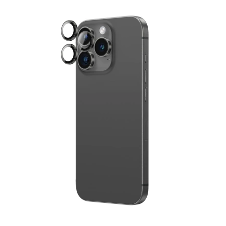 AmazingThing AR Aluminium 3-Linsen-Glas mit Kameralinsenrahmen für iPhone 16 Pro / 16 Pro Max - Schwarz