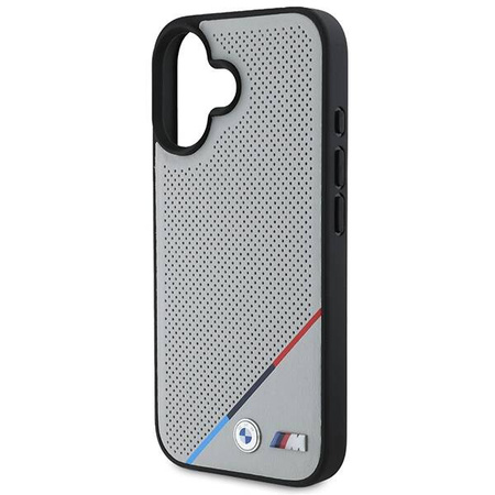Original Handyhülle IPHONE 16 BMW Hardcase M Carbon Tricolor Line MagSafe (BMHMP16S23PUPDG) grau