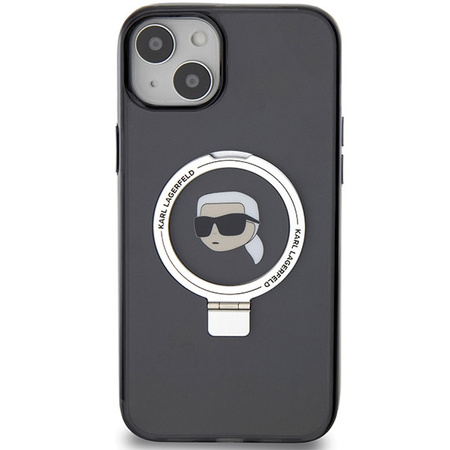 Karl Lagerfeld KLHMP15SHMRSKHK iPhone 15 6,1" schwarz/schwarz Hardcase Ring Stand Karl Head MagSafe