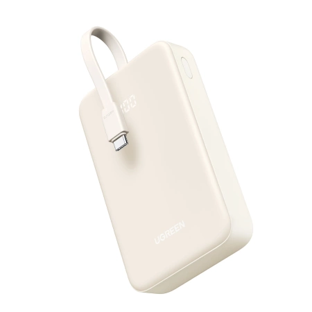 Ugreen PB505 Powerbank 20000 mAh 22,5 W USB-C USB-A integriertes USB-C-Kabel – Weiß