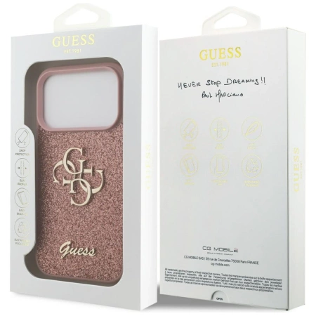Guess Fixed Glitter Big 4G Case for iPhone 17 Pro - Pink