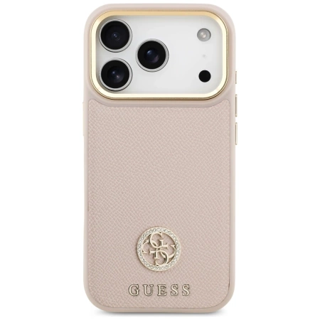 Etui Guess Grained Strass Logo MagSafe na iPhone 17 Pro - różowe