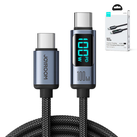 USB C - USB C cable 100W 1.2m with LED display Joyroom S-CC100A16 - black