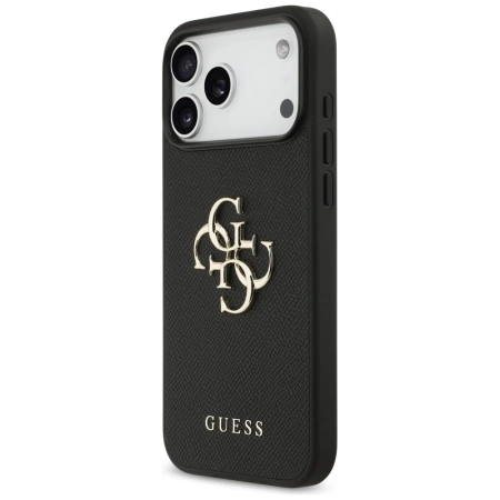 Guess Grained Big 4G &amp; Classic Logo Hülle für iPhone 17 Pro Max - Schwarz