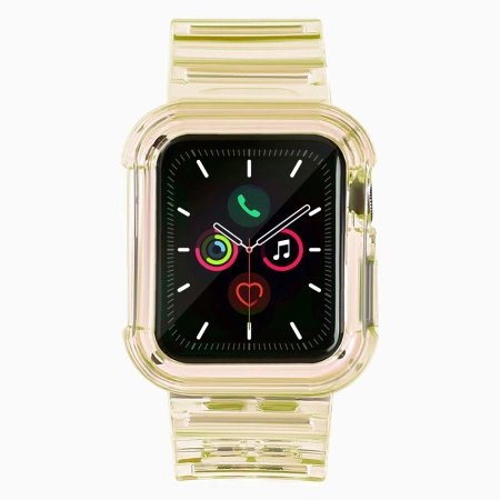 Silicone Band Strap Bracelet Case Strap Light Set for Apple Watch 44mm - Yellow