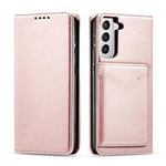 Magnet Card Case etui do Samsung Galaxy S22+ (S22 Plus) pokrowiec portfel na karty kartę podstawka różowy