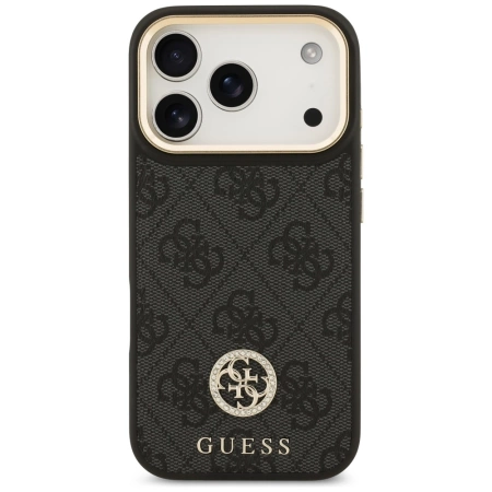 Etui Guess 4G Strass Logo MagSafe na iPhone 17 Pro - czarne