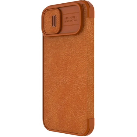 Nillkin Qin Leder Pro Hülle iPhone 14 Plus Kamera Cover Holster Cover Flip Case Braun