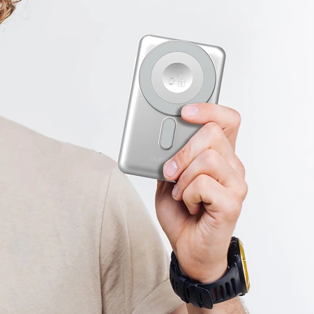 Dudao K29 10000mAh PD 20W MagSafe Power Bank with Metal Case, Stand and Built-in USB-C/ Lightning Cables - Gray