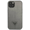 Original Case IPHONE 14 Guess Hardcase Saffianotriangle Logo (GUHCP14SPSATLG) silver
