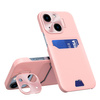 Leder Stand Case Hülle für iPhone 14 Cover Card Wallet mit Ständer Pink