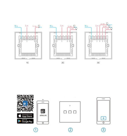 Sonoff T3EU1C-TX touch Wi-Fi wireless wall smart switches RF 433 MHz schwarz (IM190314018)
