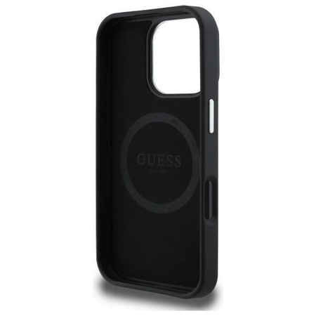 Original Case IPHONE 16 PRO MAX Guess Hardcase Grained Triangle MagSafe (GUHMP16XPGTSPSK) black