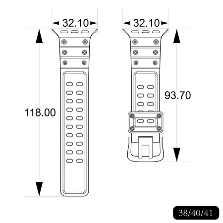 Strap Triple Protection strap for Apple Watch SE, 8, 7, 6, 5, 4, 3, 2, 1 (41, 40, 38 mm) band bracelet black