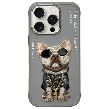 Nimmy etui iPhone 16 Pro Max 6.9"         szary/gray Glasses Cool Dog