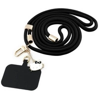 Hello Kitty Patch &amp; Kitty Head Charm Universal Phone Lanyard - Black