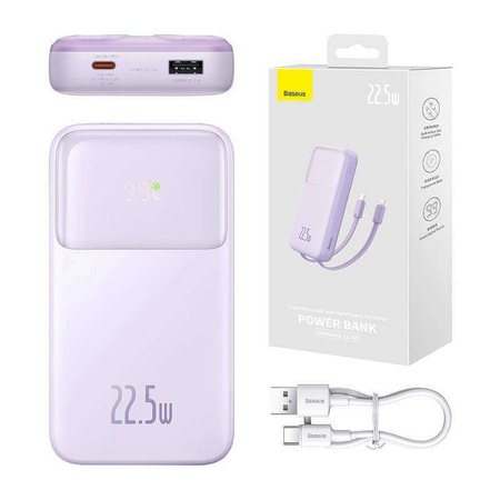 Powerbank Baseus Comet with USB to USB-C cable, 10000mAh, 22.5W (purple)