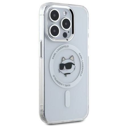 Etui Karl Lagerfeld IML Metal Choupette Head MagSafe na iPhone 15 Pro Max - białe