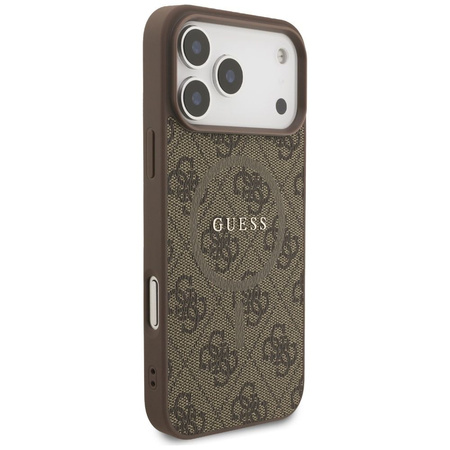 GUESS futerał do IPHONE 17 Pro Max kompatybilny z MagSafe GUHMP17XG4GFRW (PU 4G Ring Classic Logo) brązowy
