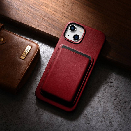 iCarer Case Leather genuine leather case for iPhone 14 Plus rot () (MagSafe compatible)