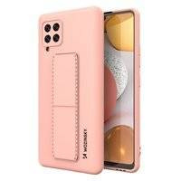 Wozinsky Kickstand Case elastyczne silikonowe etui z podstawką Samsung Galaxy A42 5G różowy
