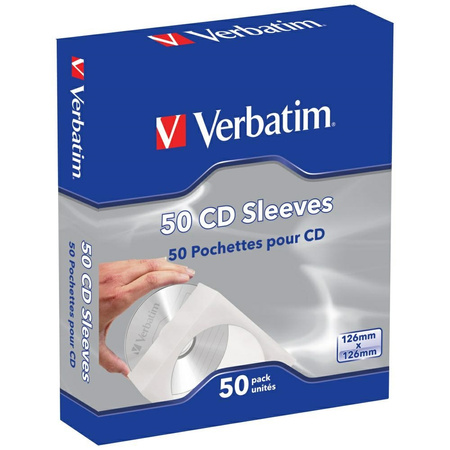 Koperty papierowe na dyski CD Verbatim    50szt biały 49992