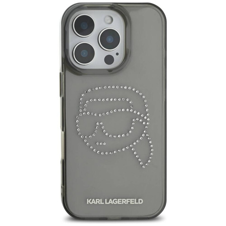 Oryginalne Etui IPHONE 16 PRO Karl Lagerfeld Hardcase IML Rhinestones Karl Head czarne
