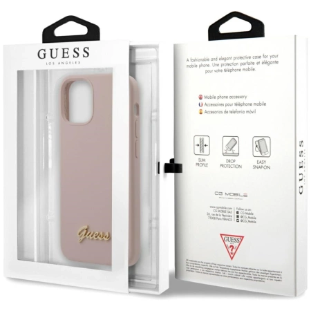 Guess Silicone Script - Etui iPhone 12 mini (różowy)