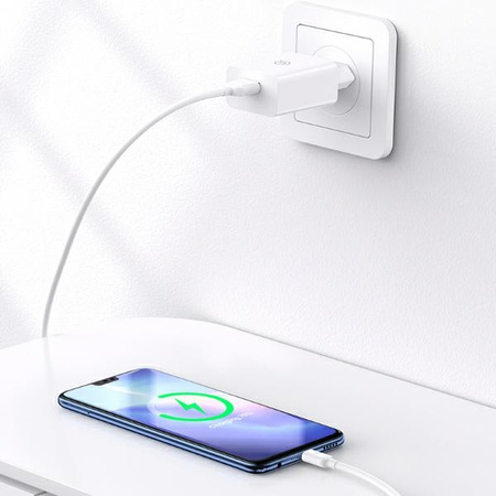 USAMS Ład. siec. 18W + kabel USB-C/USB-A1m Fast Charging biały/white series SC SCXLTZ02