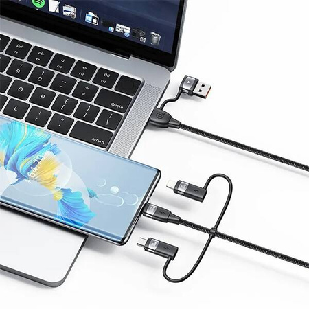 USAMS Cable U85 2xUSB-C/USB-A 2m 100W PD Fast Charge black/black SJ655USB01 (US-SJ655)