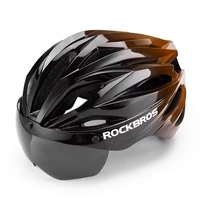 Kask rowerowy Rockbros z szybką, odpinane okulary z ochroną UV, unisex - czarno-brązowy